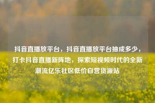 抖音直播放平台，抖音直播放平台抽成多少，打卡抖音直播新阵地	，探索短视频时代的全新潮流亿乐社区低价自营货源站  第1张
