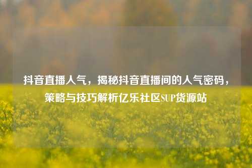 抖音直播人气，揭秘抖音直播间的人气密码，策略与技巧解析亿乐社区SUP货源站  第1张