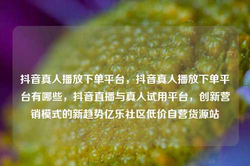 抖音真人播放下单平台，抖音真人播放下单平台有哪些	，抖音直播与真人试用平台，创新营销模式的新趋势亿乐社区低价自营货源站  第1张