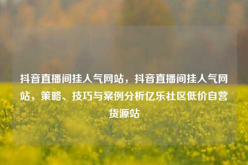 抖音直播间挂人气网站，抖音直播间挂人气网站	，策略、技巧与案例分析亿乐社区低价自营货源站  第1张