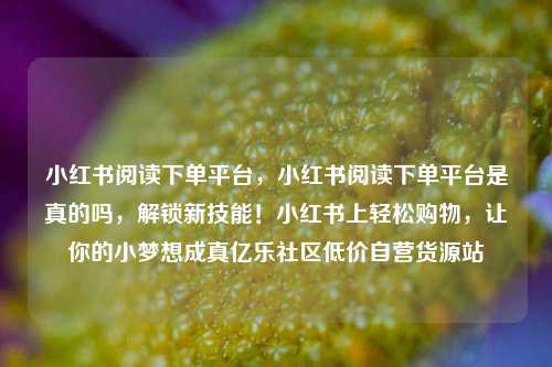 小红书阅读下单平台，小红书阅读下单平台是真的吗，解锁新技能！小红书上轻松购物	，让你的小梦想成真亿乐社区低价自营货源站  第1张