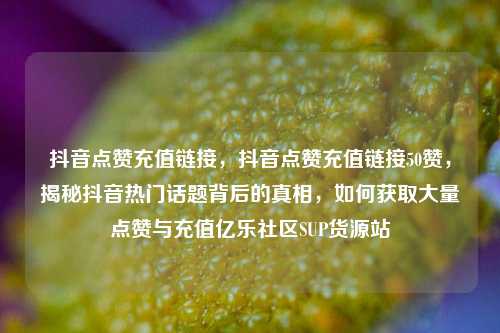抖音点赞充值链接	，抖音点赞充值链接50赞，揭秘抖音热门话题背后的真相，如何获取大量点赞与充值亿乐社区SUP货源站  第1张