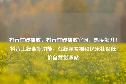 抖音在线播放，抖音在线播放官网，热度飙升！抖音上线全新功能	，在线观看视频亿乐社区低价自营货源站  第1张
