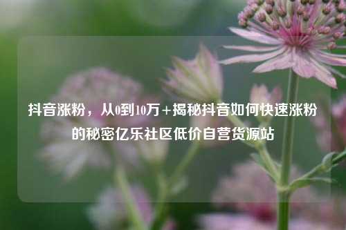 抖音涨粉，从0到10万+揭秘抖音如何快速涨粉的秘密亿乐社区低价自营货源站  第1张