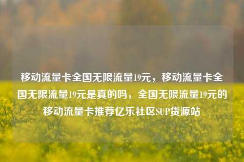 移动流量卡全国无限流量19元，移动流量卡全国无限流量19元是真的吗	，全国无限流量19元的移动流量卡推荐亿乐社区SUP货源站  第1张