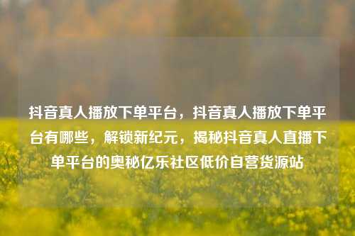 抖音真人播放下单平台，抖音真人播放下单平台有哪些	，解锁新纪元，揭秘抖音真人直播下单平台的奥秘亿乐社区低价自营货源站  第1张