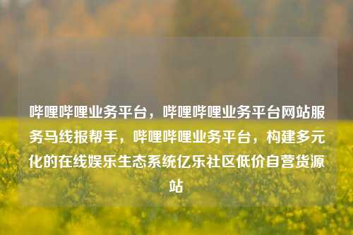 哔哩哔哩业务平台	，哔哩哔哩业务平台网站服务马线报帮手，哔哩哔哩业务平台，构建多元化的在线娱乐生态系统亿乐社区低价自营货源站  第1张