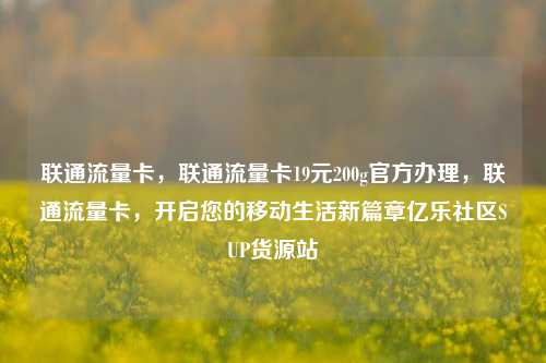 联通流量卡，联通流量卡19元200g官方办理	，联通流量卡，开启您的移动生活新篇章亿乐社区SUP货源站  第1张