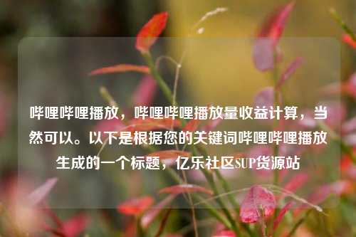 哔哩哔哩播放，哔哩哔哩播放量收益计算，当然可以。以下是根据您的关键词哔哩哔哩播放生成的一个标题	，亿乐社区SUP货源站  第1张