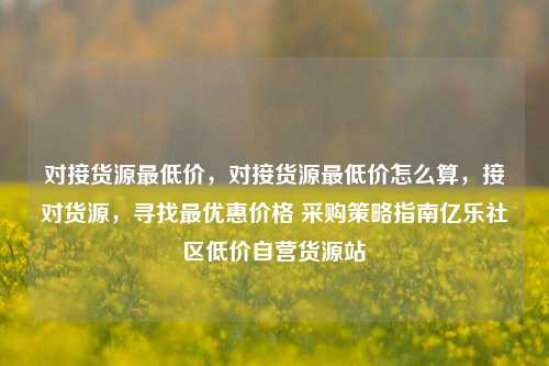 对接货源最低价，对接货源最低价怎么算，接对货源	，寻找最优惠价格 采购策略指南亿乐社区低价自营货源站  第1张